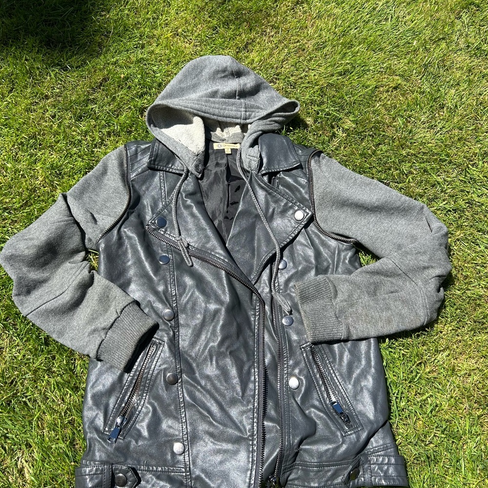 Democracy Charcoal and Black Hooded Jacket